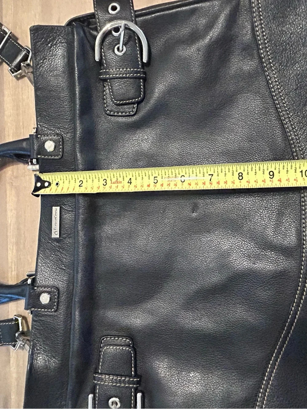 Black Leather Purse Bag Franklin Covey Briefcase Work Tote Shoulder Bag Business - Picture 6 of 16